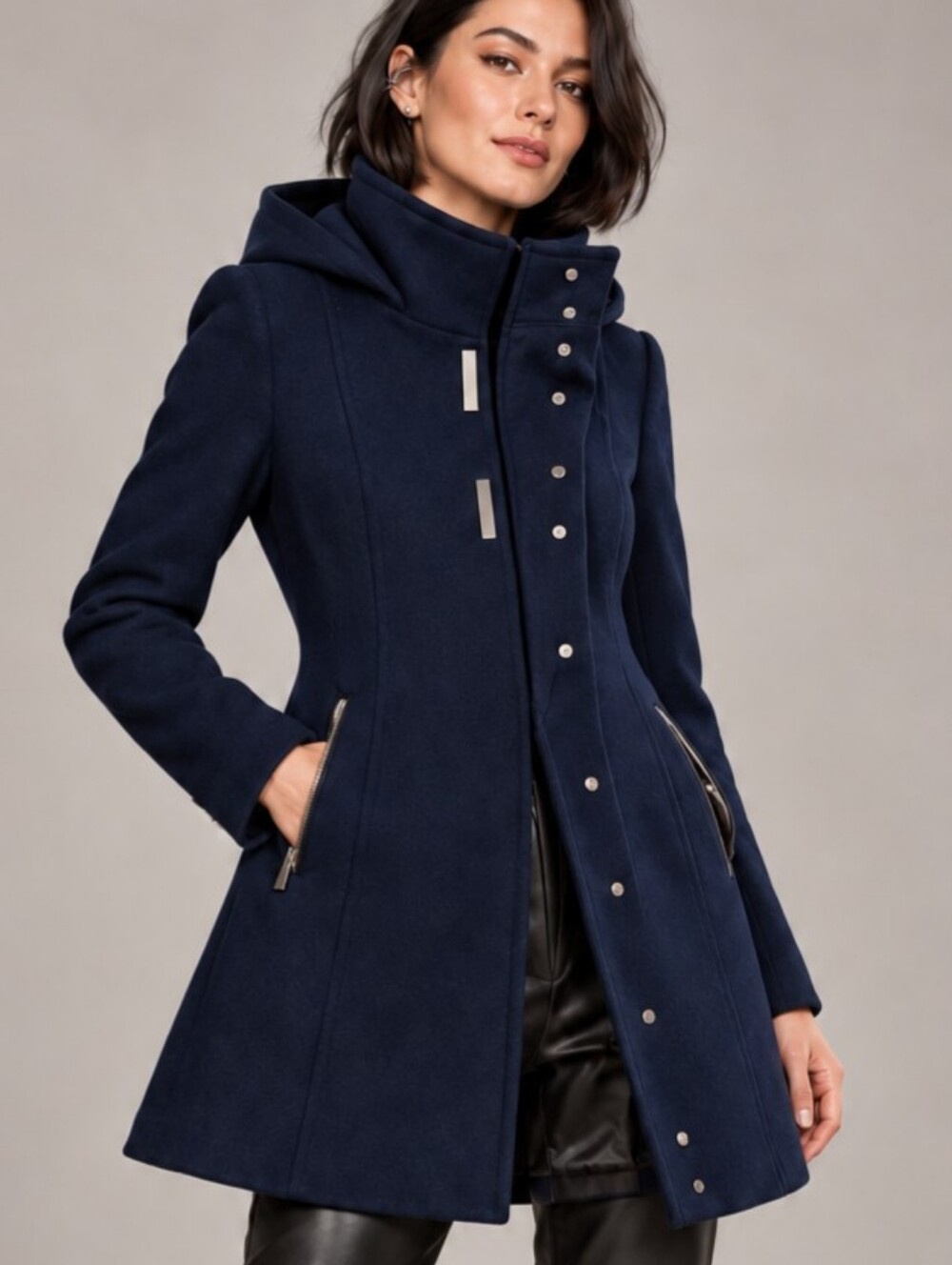 Calvin Klein Navy Pea Coat with Hood